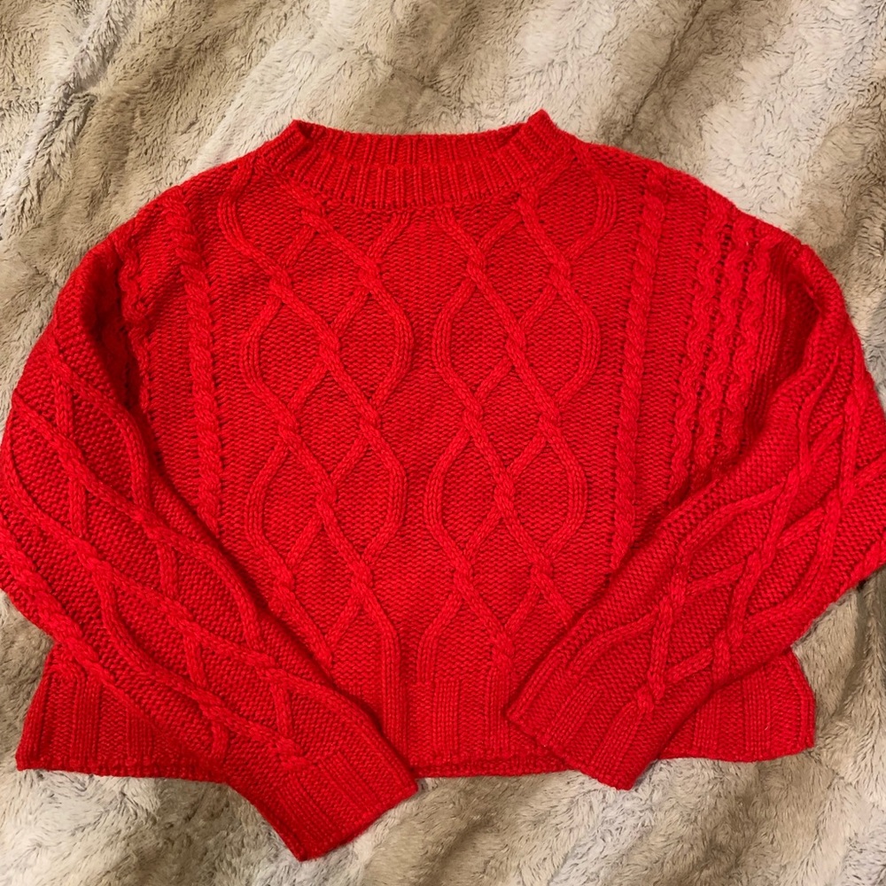90s Style Red Forever 21 Cropped Sweater